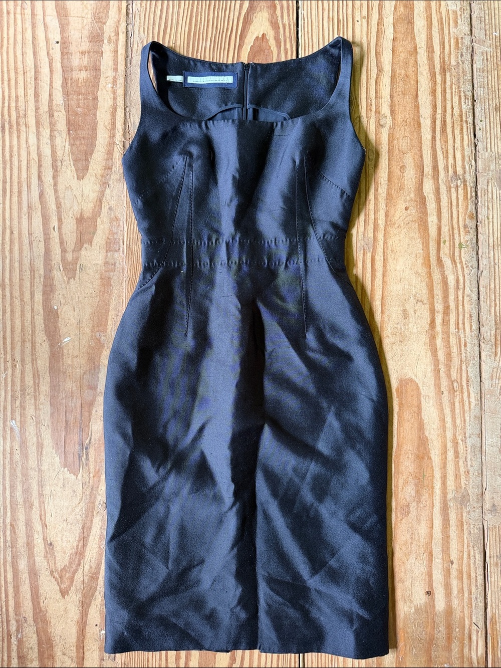 Aquilano Rimondi 100% silk Black fitted Midi Sheath Dress